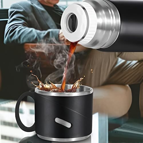 500ml Vacuum Insulated Thermos Bottle with Dual Cups – 12 Hours Hot & Cold Stainless Steel Travel Flask