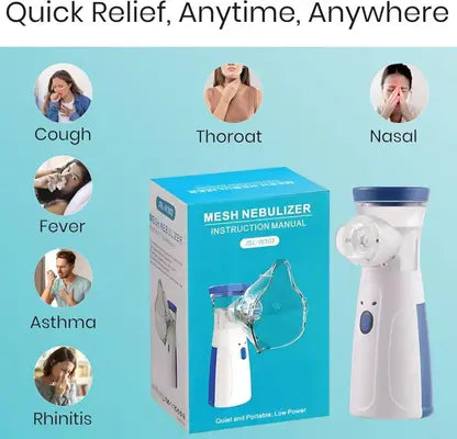 Portable Mesh Nebulizer Machine – USB Rechargeable Silent Inhaler for Kids & Adults (Handheld Mist Therapy Device)