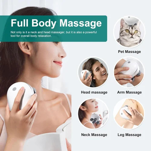 Electric Scalp Massager – Wireless Waterproof Head Massager with 4 Rotating Nodes | Portable & Rechargeable Hair & Stress Relief Device