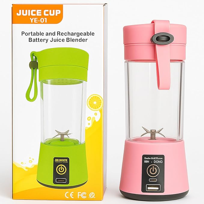 Portable USB ElecPortable USB Rechargeable Mini Juicer Blender – Personal Smoothie Maker for Travel, Protein Shakes & Fresh Juice (500g Lightweight)tric Juicer Mixer (420 ml)