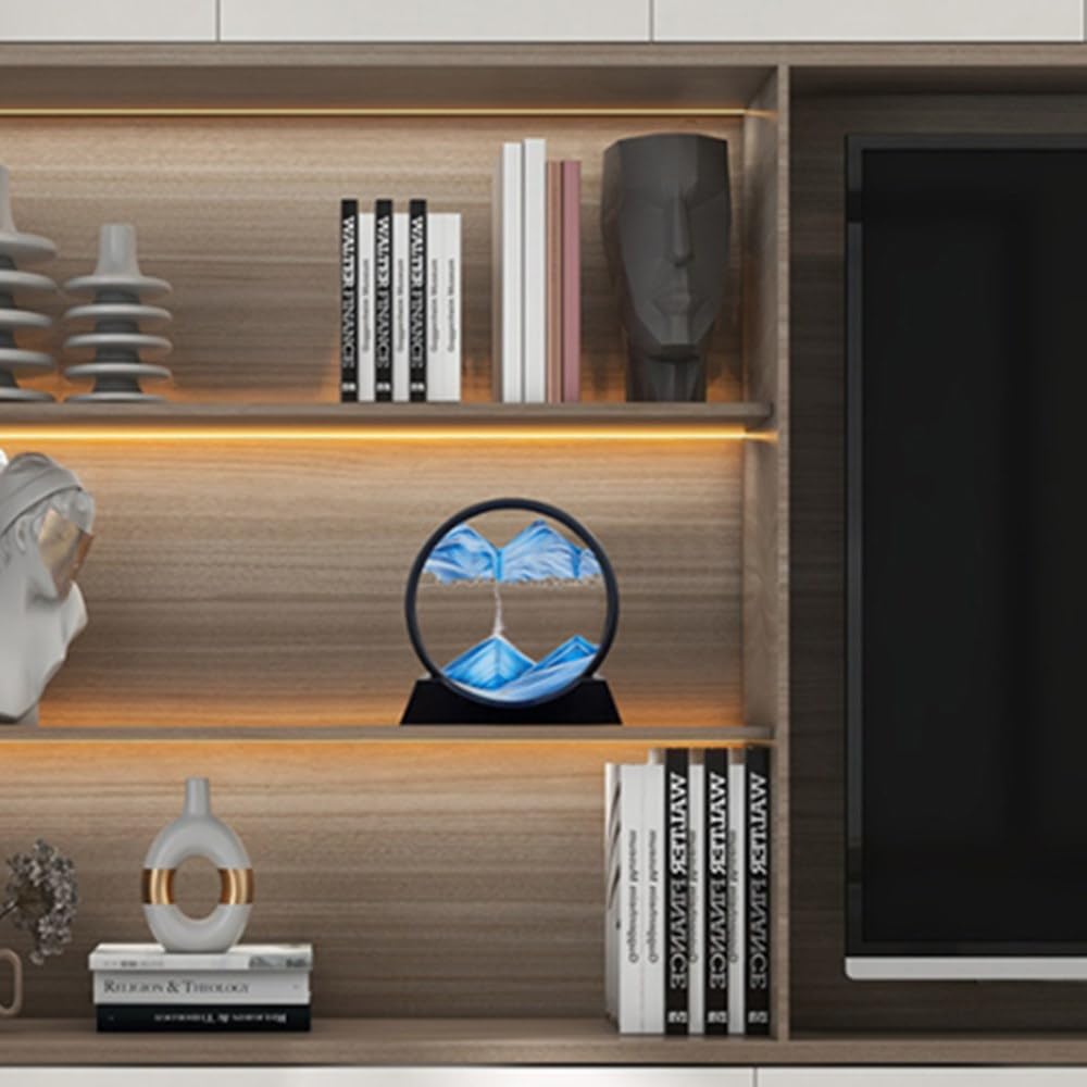 3D Moving Sand Art Frame – Rotating Liquid Sandscape Decorative Hourglass Display for Home & Office