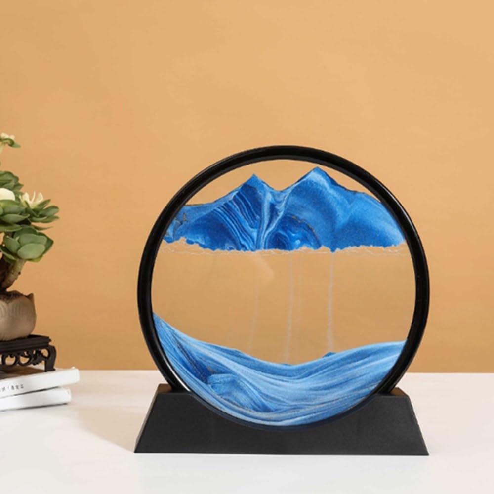 3D Moving Sand Art Frame – Rotating Liquid Sandscape Decorative Hourglass Display for Home & Office