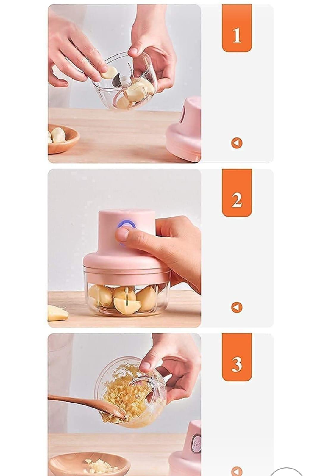 USB Rechargeable Mini Food Chopper – Portable Electric Vegetable & Garlic Cutter (100ml Capacity)