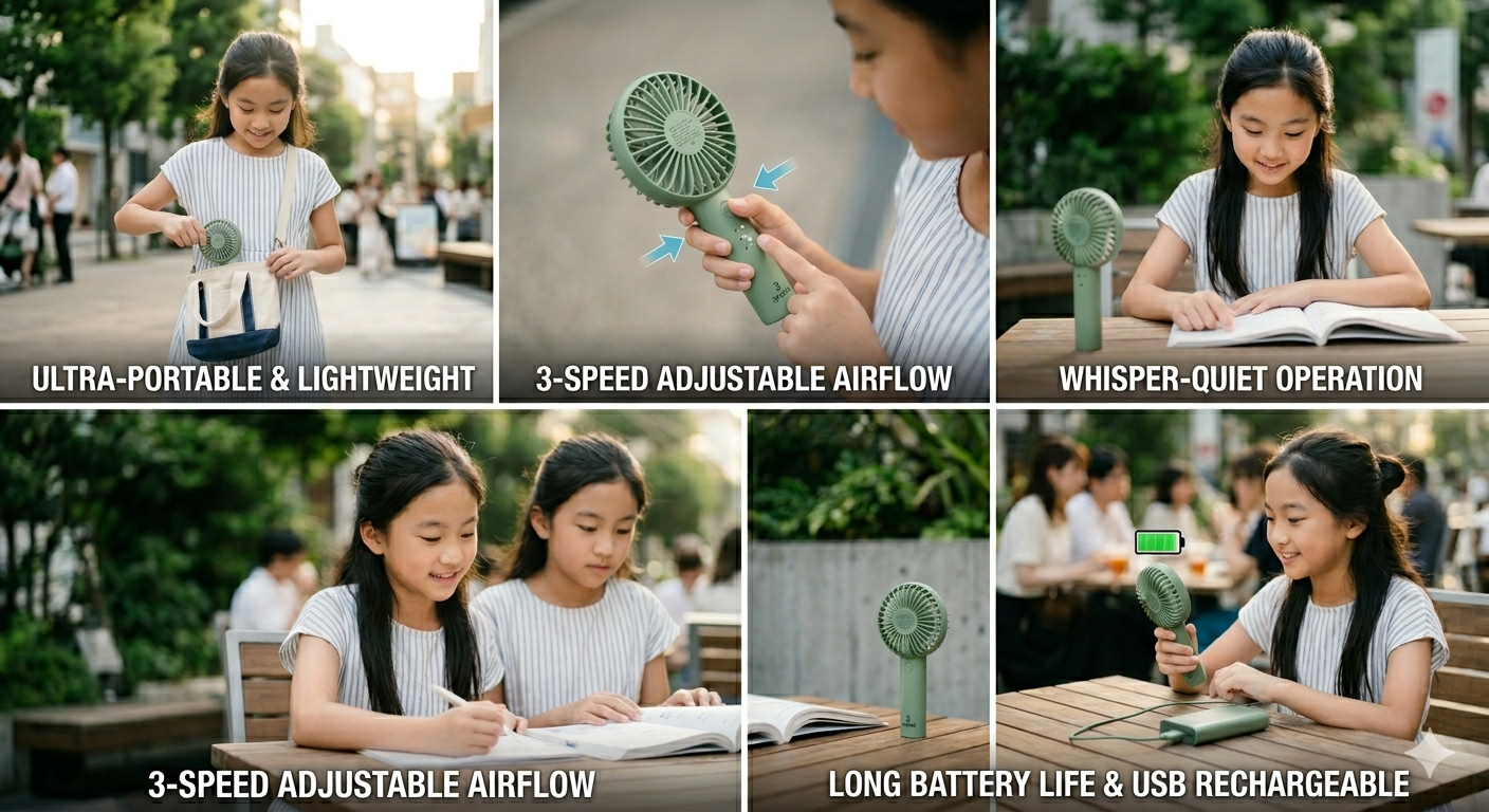 Portable Mini Handheld Fan – USB Rechargeable