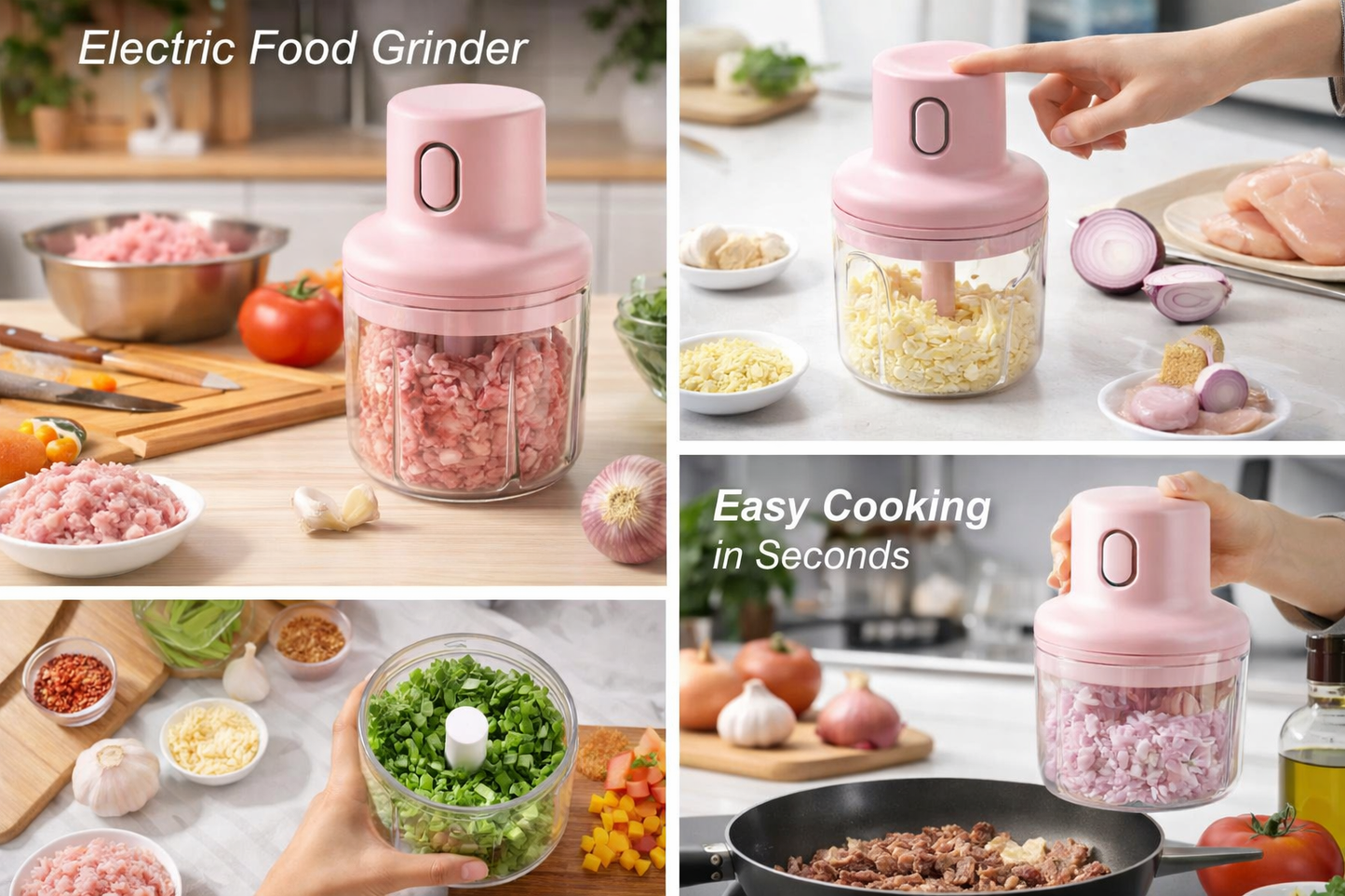 USB Rechargeable Mini Food Chopper – Portable Electric Vegetable & Garlic Cutter (100ml Capacity)